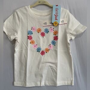 Cat & Jack Kids' White Tee with Floral Heart